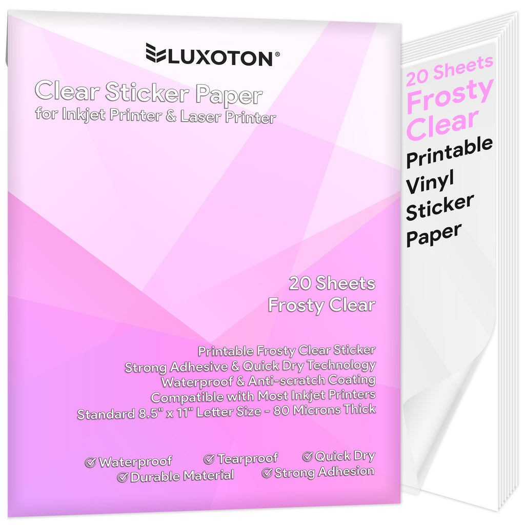 Printable Permanent Vinyl Paper - 20 Sticker Sheets For Printer - Matte  White Waterproof Sticker Paper - Thick Tear-Resistant Sticker Printer Paper  