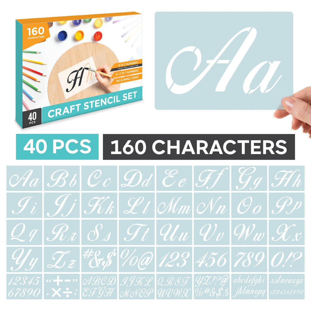 Uppercase, Lowercase & Small Letter Stencils: 3 Pack Font & Numbers-  Flexible